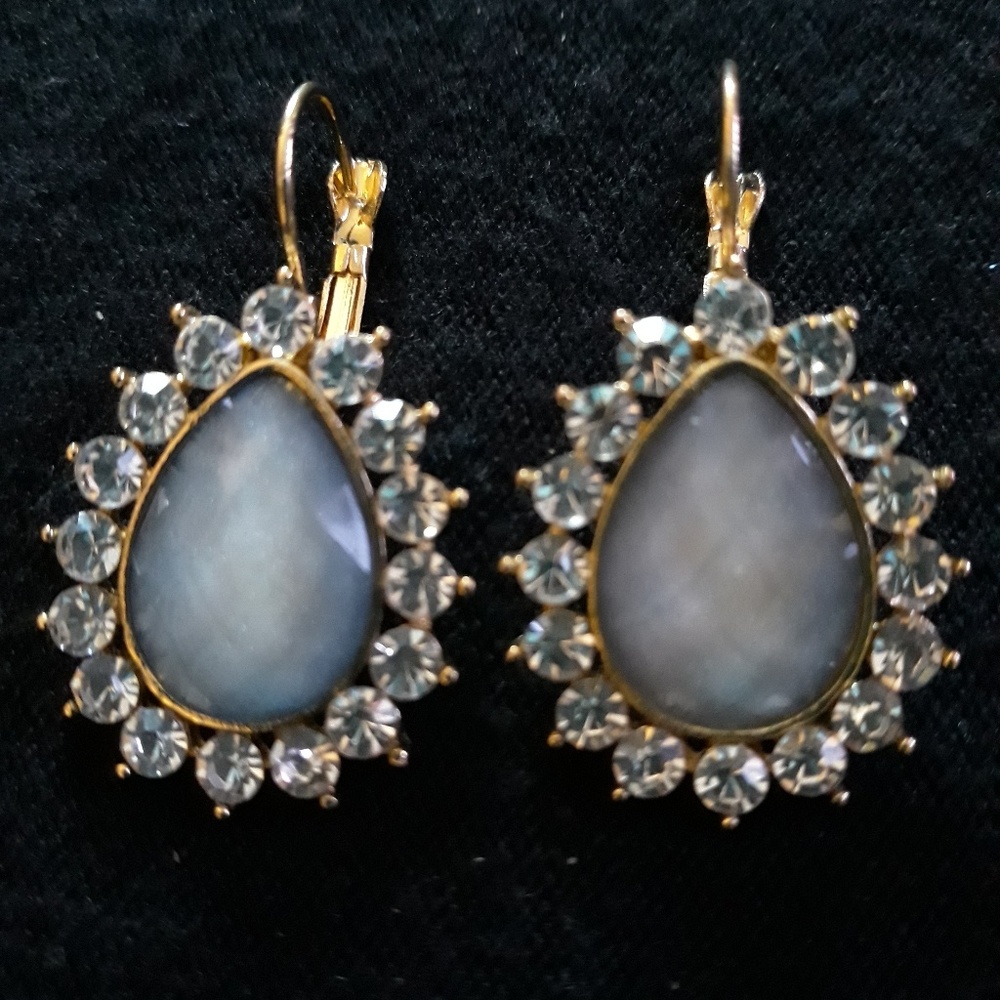 Diamond accent oval earrings